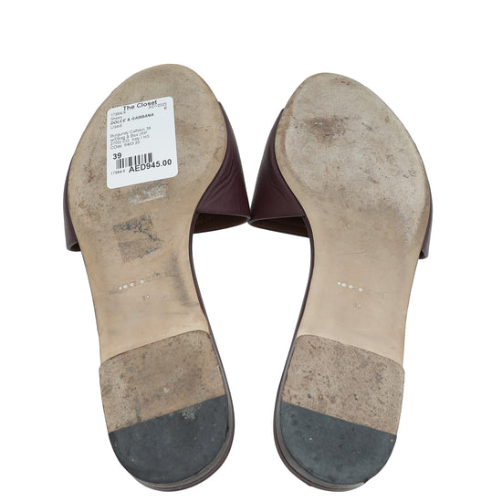 Dolce & Gabbana Burgundy Bianca Logo Slide Sandals 39-Dolce & Gabbana-THE CLOSET