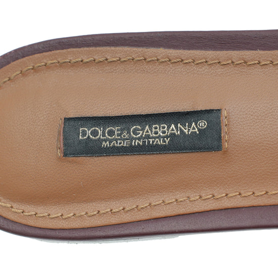 Dolce & Gabbana Burgundy Bianca Logo Slide Sandals 39-Dolce & Gabbana-THE CLOSET