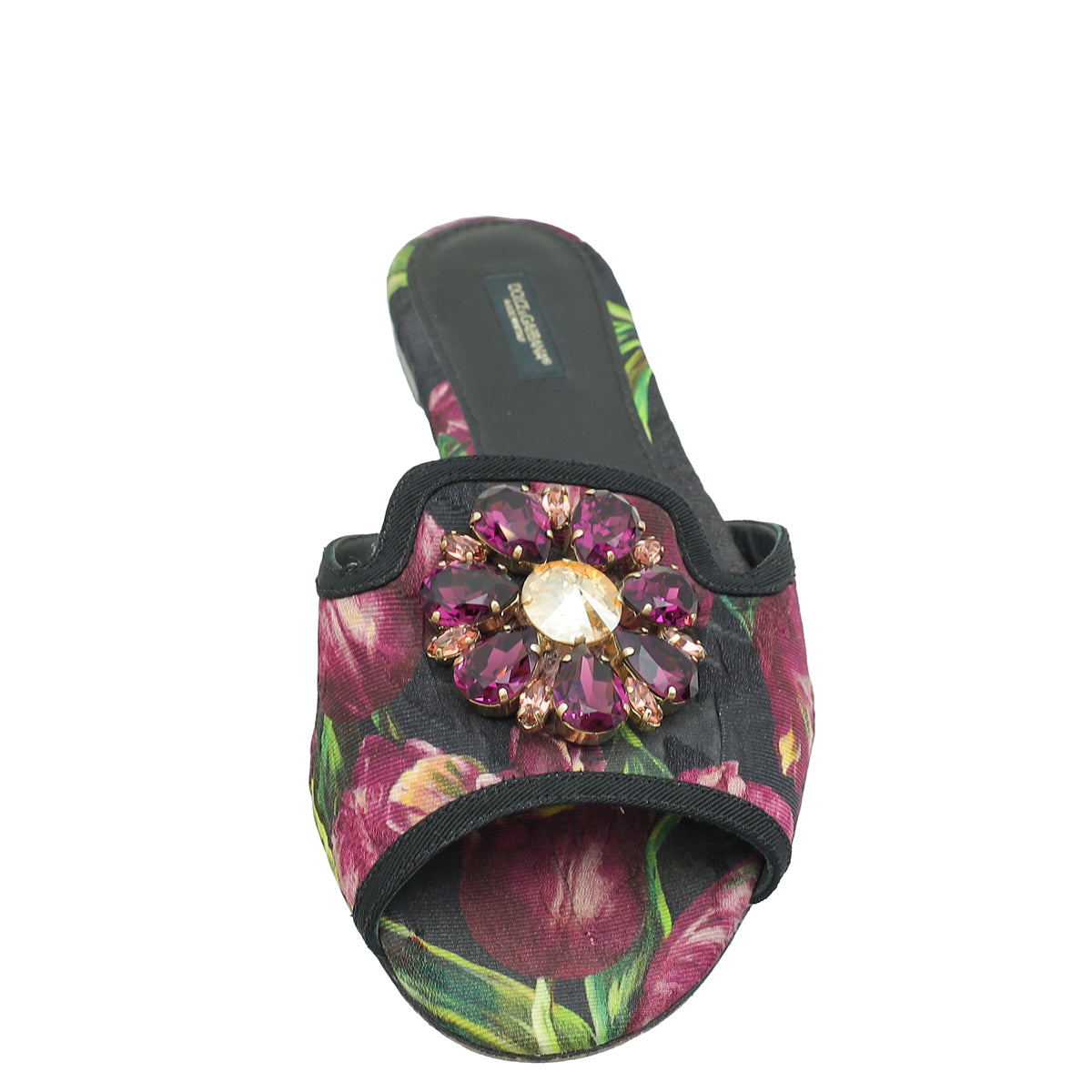 Dolce & Gabbana Multicolor Bellucci Embellished Flat Sandal 39Printed Canvas-Dolce & Gabbana-THE CLOSET