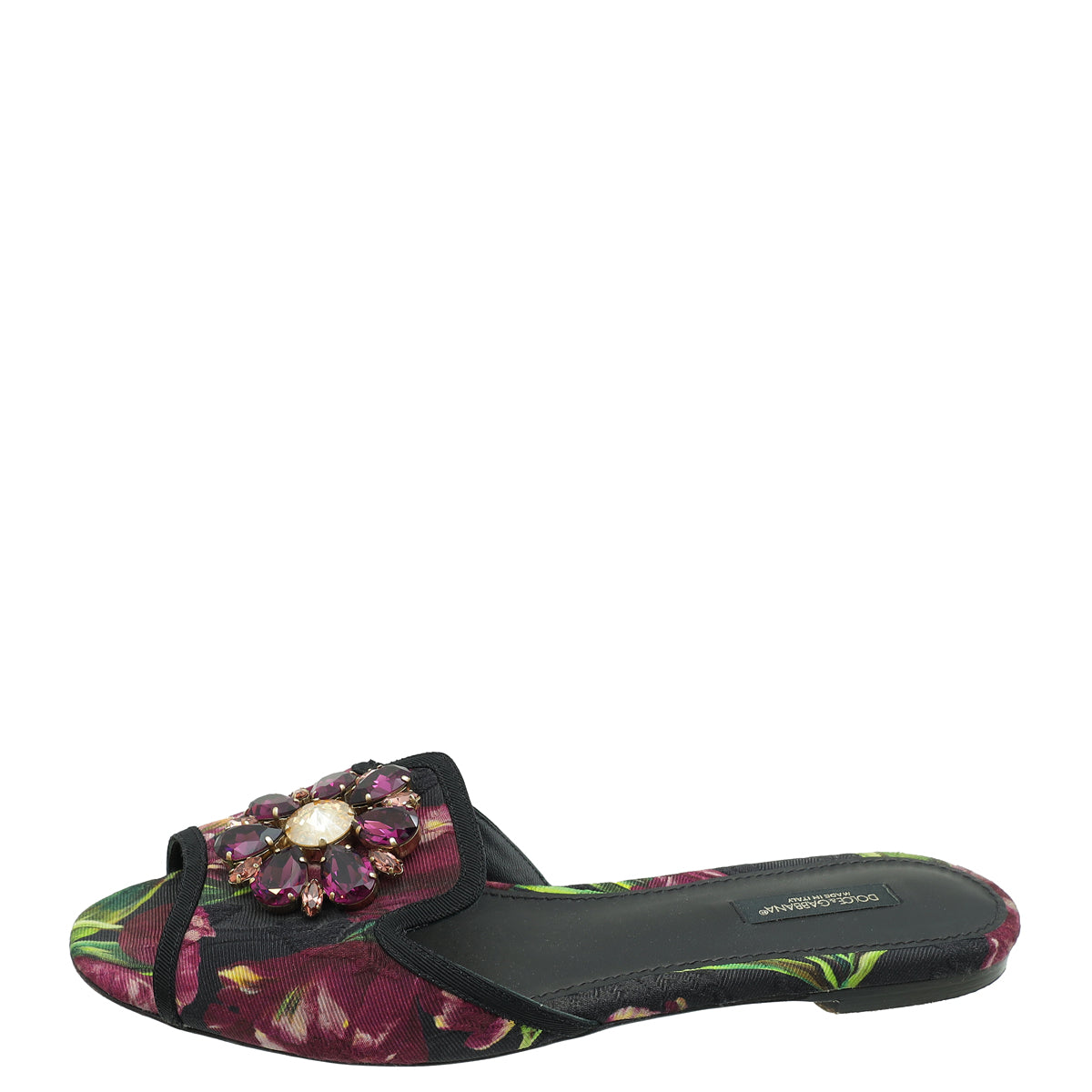 Dolce & Gabbana Multicolor Bellucci Embellished Flat Sandal 39Printed Canvas-Dolce & Gabbana-THE CLOSET