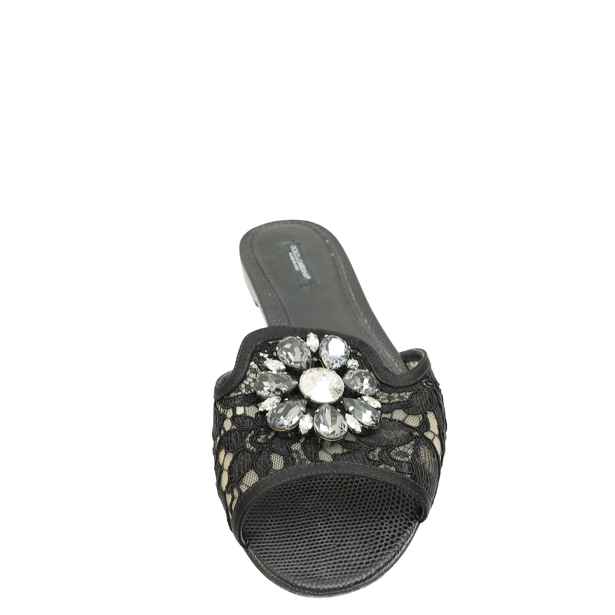 Dolce & Gabbana Black Bellucci Embellished Flat Sandals 40.5