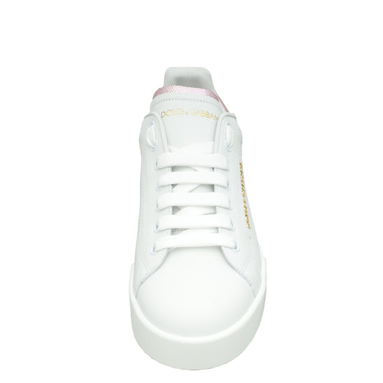 Dolce & Gabbana Bicolor Pearl-Detail Portofino Sneakers 40