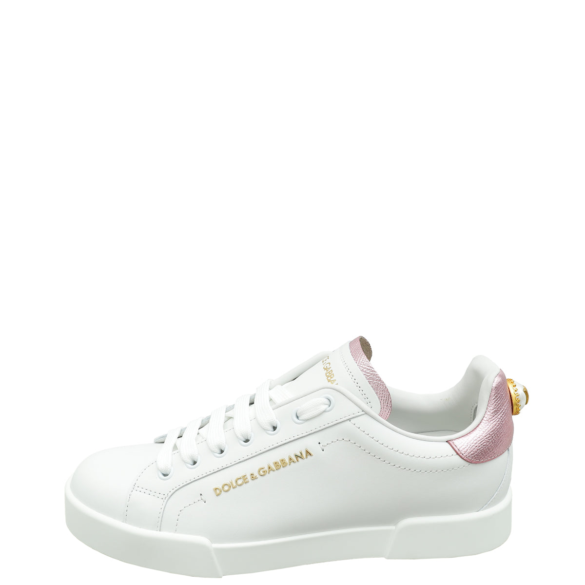 Dolce & Gabbana Bicolor Pearl-Detail Portofino Sneakers 40-Dolce & Gabbana-THE CLOSET