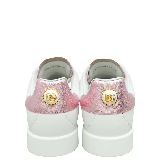 Dolce & Gabbana Bicolor Pearl-Detail Portofino Sneakers 40-Dolce & Gabbana-THE CLOSET