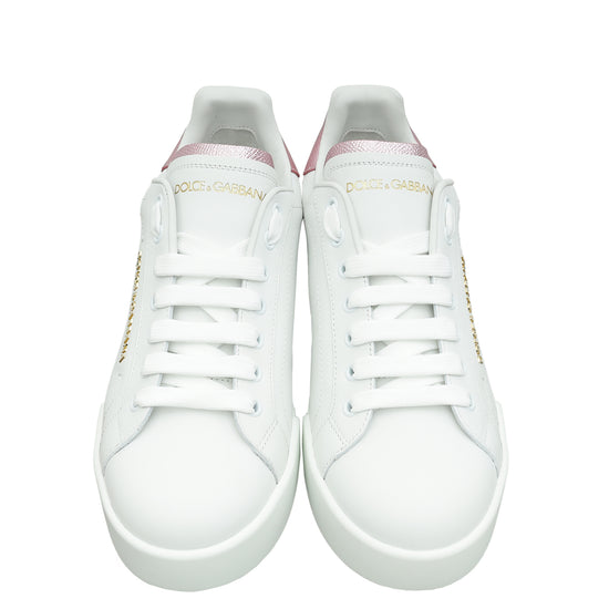 Dolce & Gabbana Bicolor Pearl-Detail Portofino Sneakers 40-Dolce & Gabbana-THE CLOSET