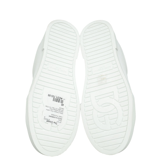 Dolce & Gabbana Bicolor Pearl-Detail Portofino Sneakers 40-Dolce & Gabbana-THE CLOSET