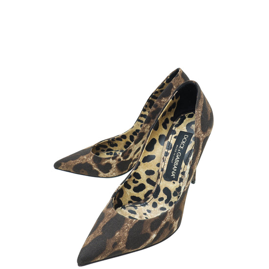 Dolce & Gabbana Bicolor Leopard-Printed Cotton Pumps 38.5