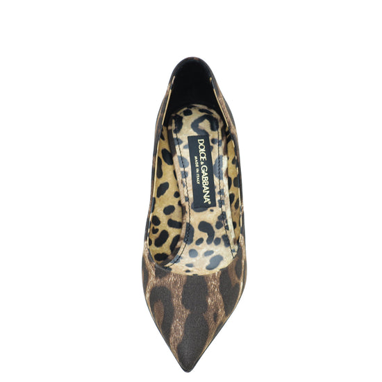 Dolce & Gabbana Bicolor Leopard-Printed Cotton Pumps 38.5