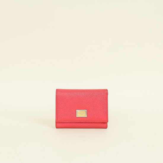 Dolce & Gabbana Red Trifold Compact Wallet