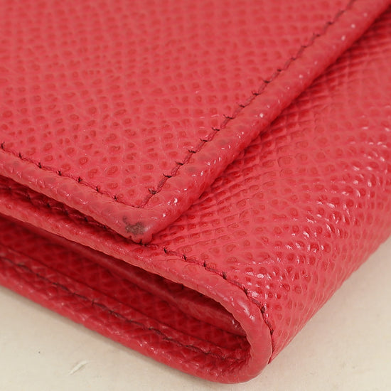 Dolce & Gabbana Red Trifold Compact Wallet