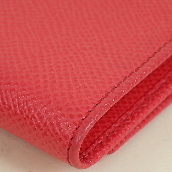 Dolce & Gabbana Red Trifold Compact Wallet