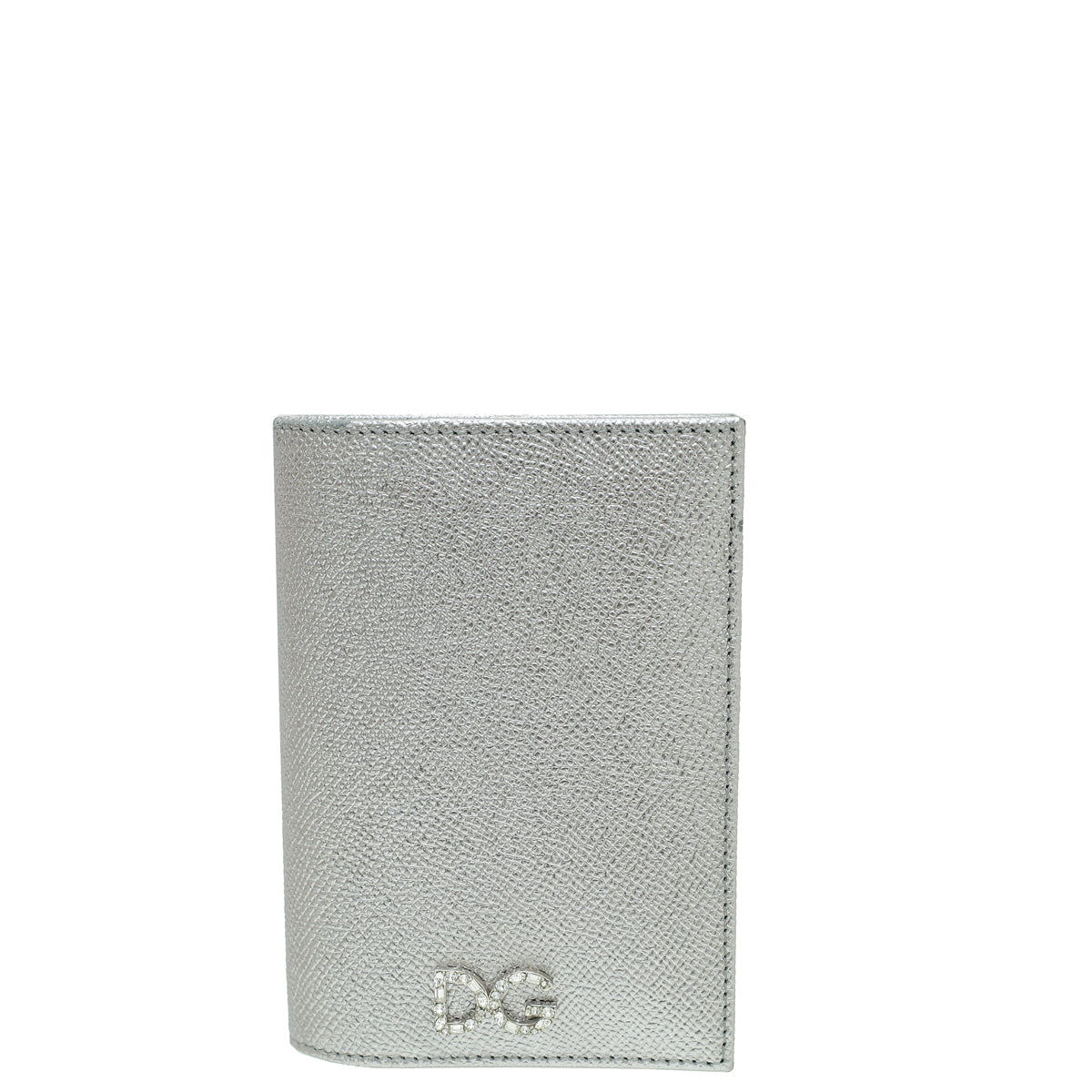 Dolce & Gabbana Silver Dauphine Crystal Logo Passport Holder-Dolce & Gabbana-THE CLOSET