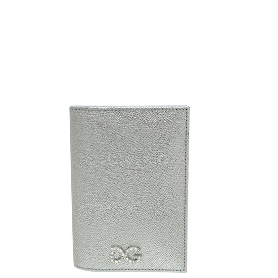 Dolce & Gabbana Silver Dauphine Crystal Logo Passport Holder