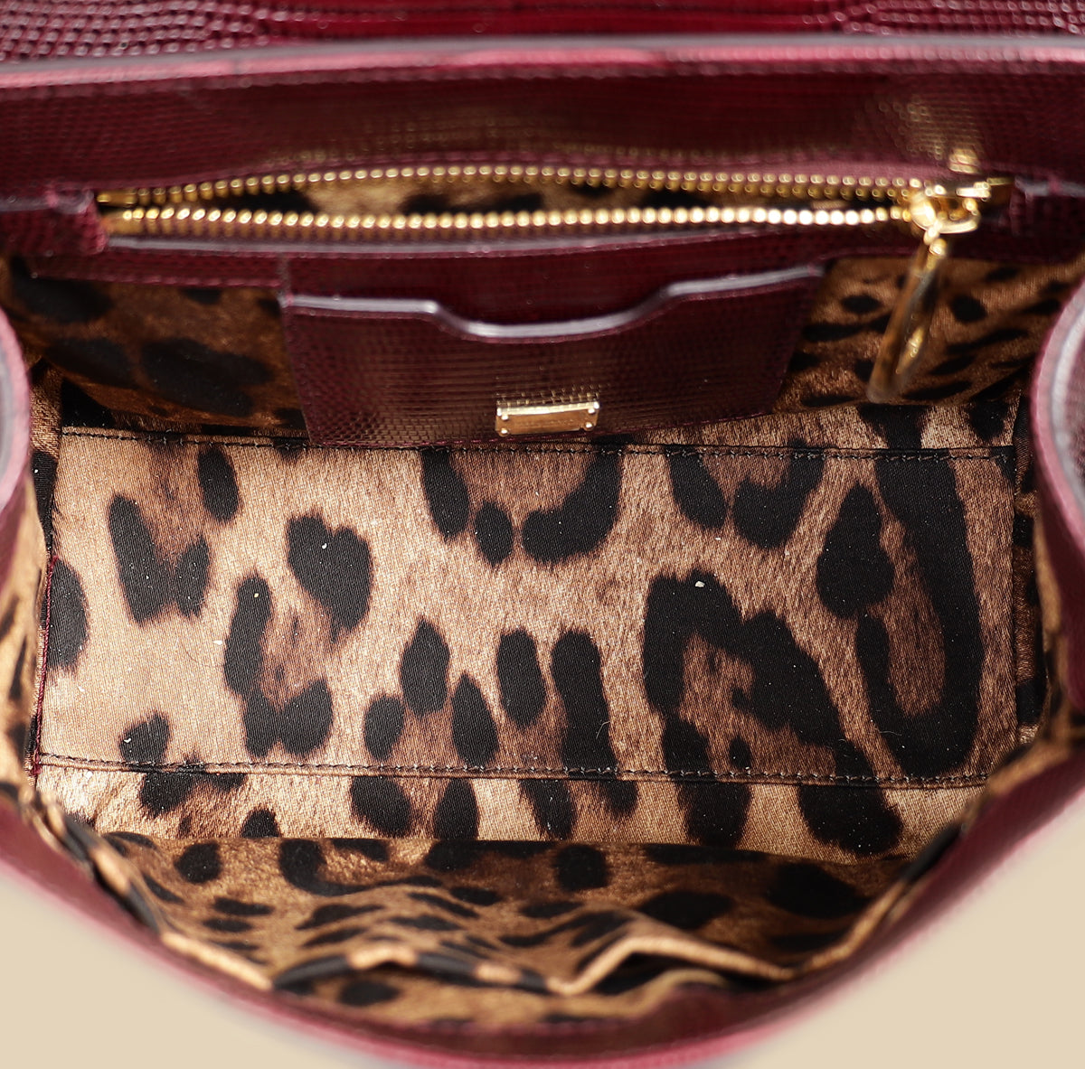 Dolce & Gabbana Burgundy Lizard Embossed Monica Small Bag