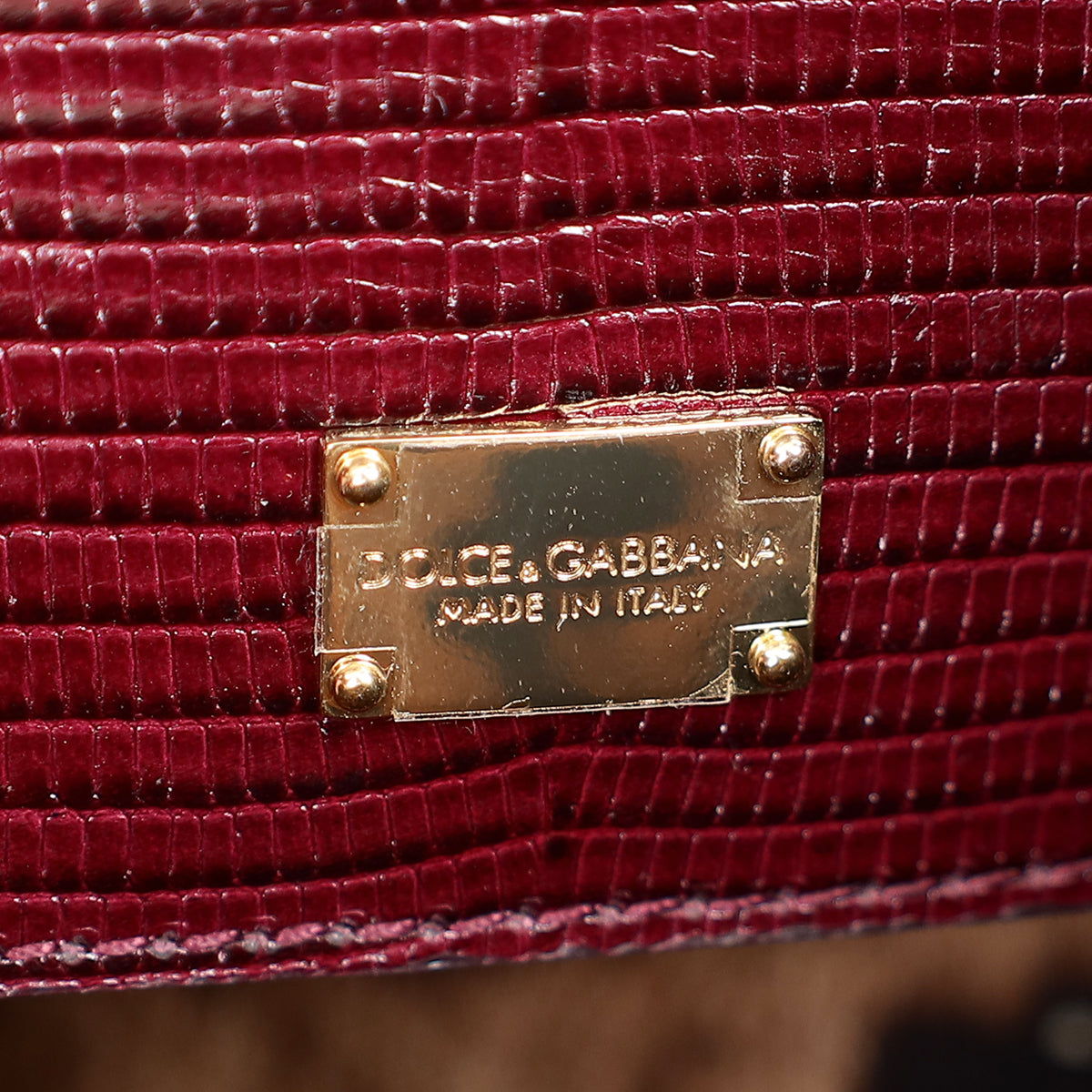 Dolce & Gabbana Burgundy Lizard Embossed Monica Small Bag