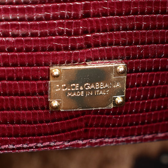 Dolce & Gabbana Burgundy Lizard Embossed Monica Small Bag