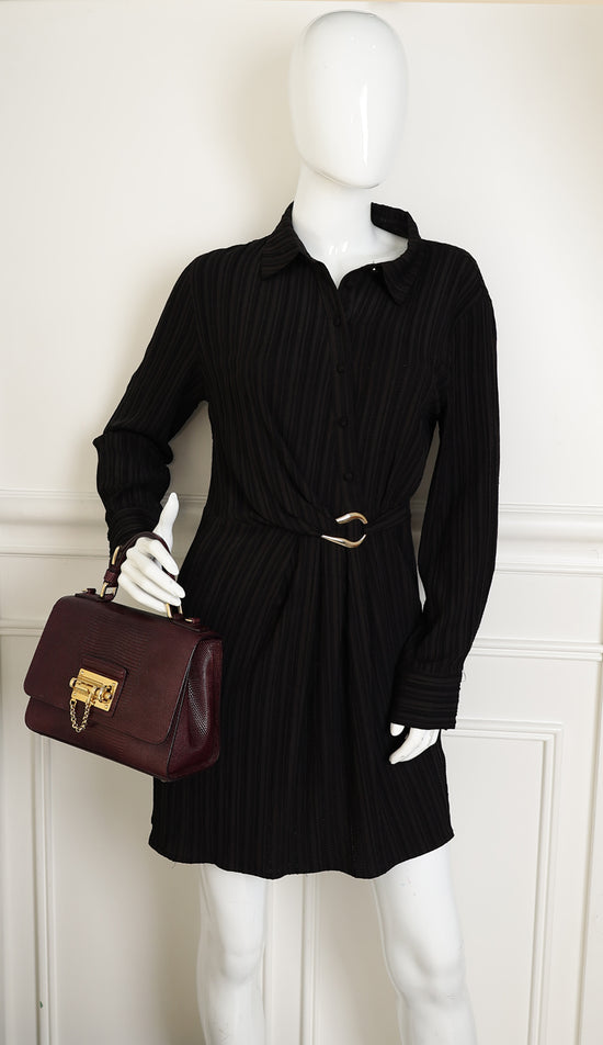 Dolce & Gabbana Burgundy Lizard Embossed Monica Small Bag