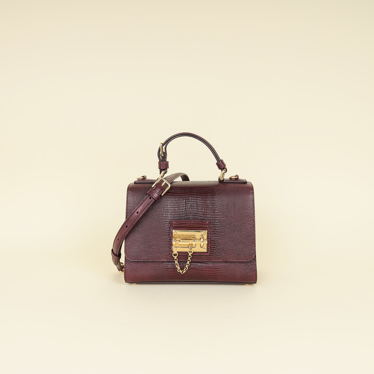 Dolce & Gabbana Burgundy Lizard Embossed Monica Small Bag
