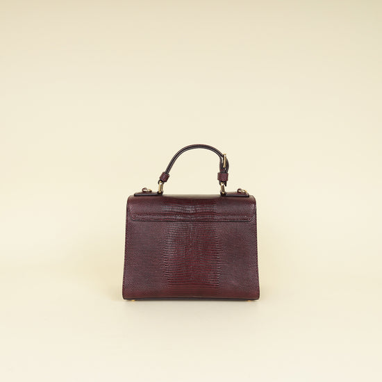 Dolce & Gabbana Burgundy Lizard Embossed Monica Small Bag