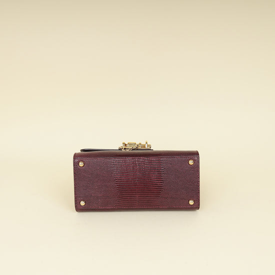 Dolce & Gabbana Burgundy Lizard Embossed Monica Small Bag