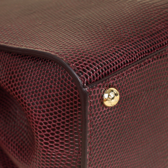 Dolce & Gabbana Burgundy Lizard Embossed Monica Small Bag