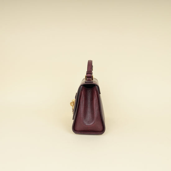 Dolce & Gabbana Burgundy Lizard Embossed Monica Small Bag