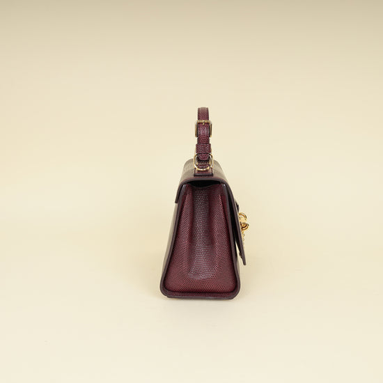 Dolce & Gabbana Burgundy Lizard Embossed Monica Small Bag
