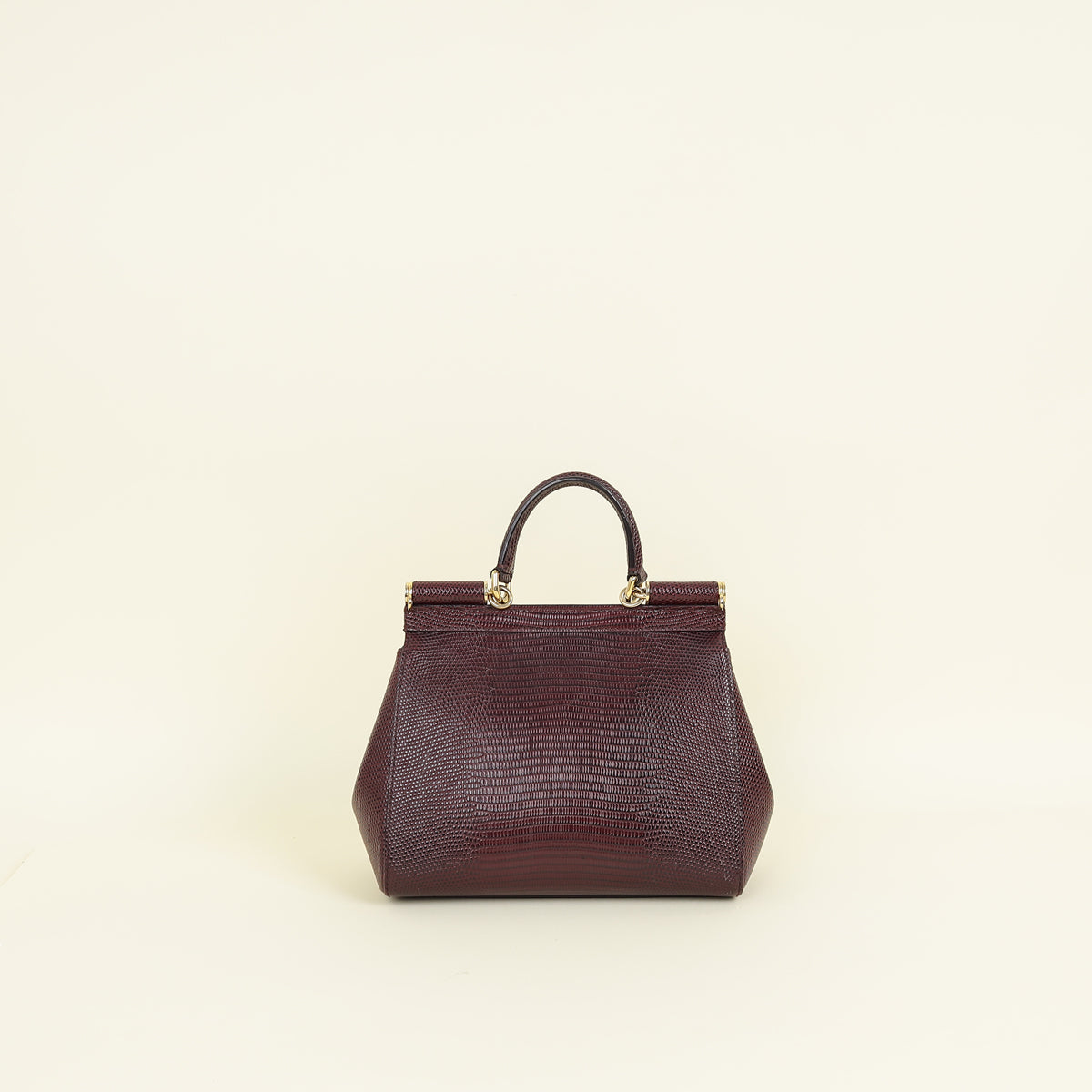 Dolce & Gabbana Burgundy Iguana Print Sicily Small Bag