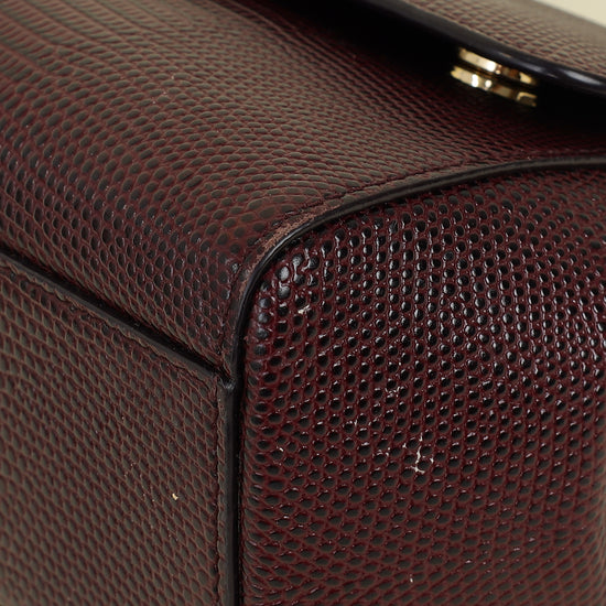 Dolce & Gabbana Burgundy Iguana Print Sicily Small Bag