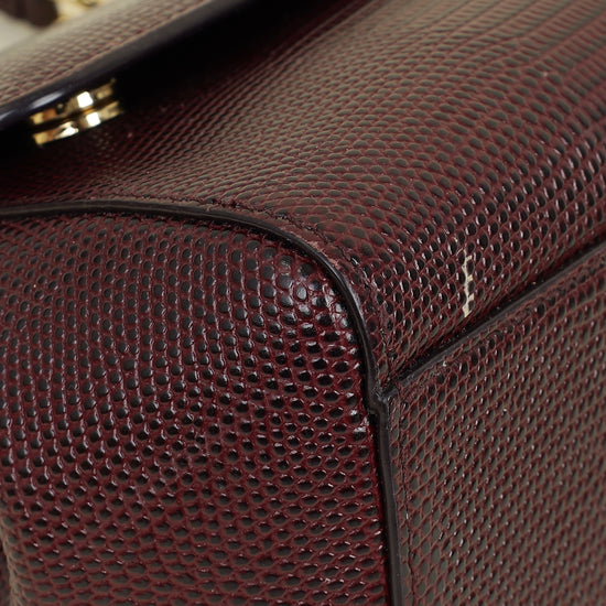 Dolce & Gabbana Burgundy Iguana Print Sicily Small Bag