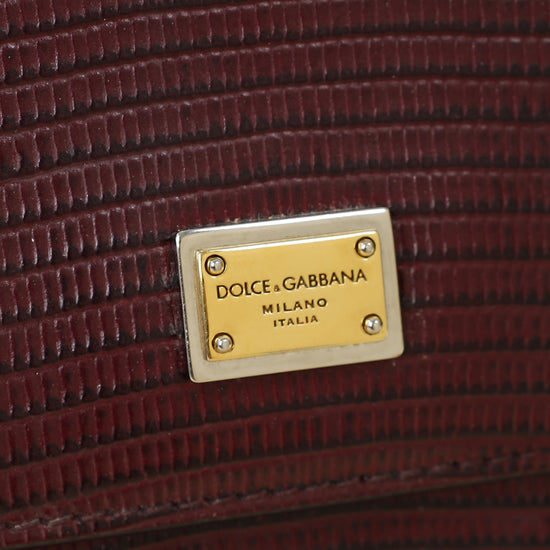 Dolce & Gabbana Burgundy Iguana Print Sicily Small Bag