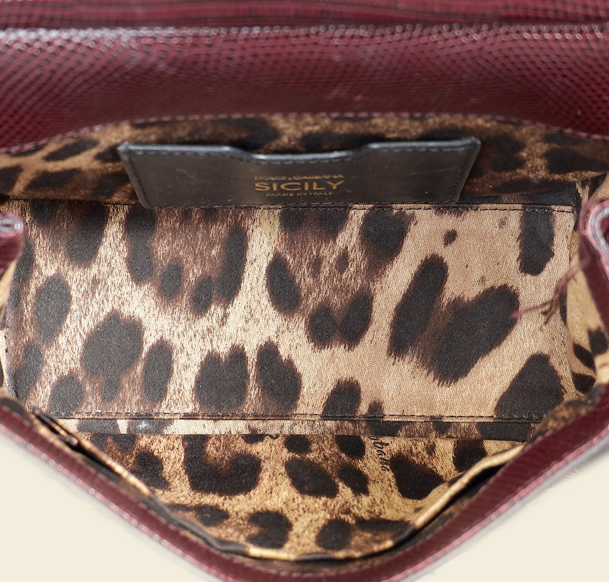 Dolce & Gabbana Burgundy Iguana Print Sicily Small Bag