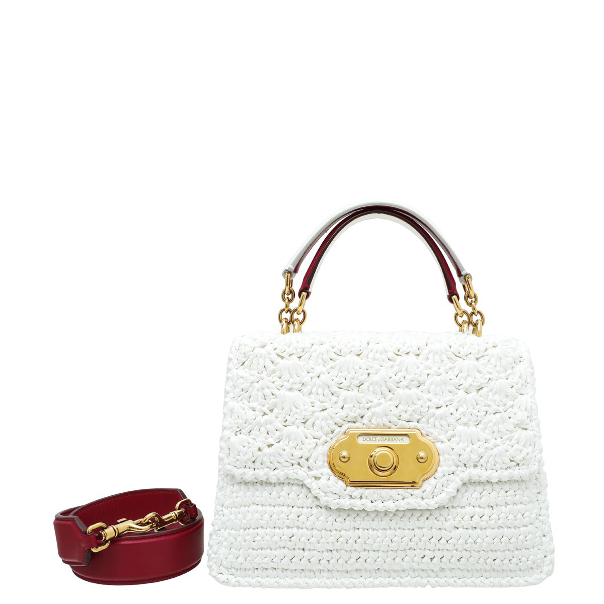 Dolce & Gabbana Bicolor Crochet Welcome Top Handle Bag-Dolce & Gabbana-THE CLOSET