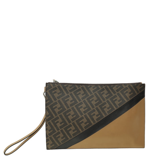 Fendi Tricolor Diagonal Flat Pouch