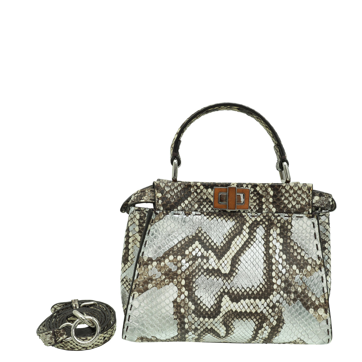 Fendi Tricolor Python Selleria Mini Peekaboo Bag-Fendi-THE CLOSET