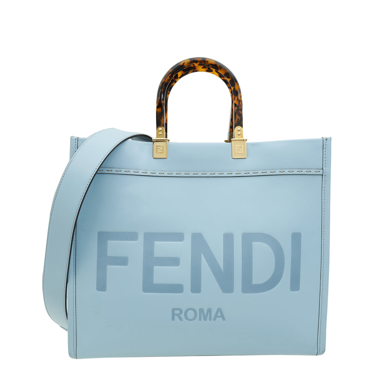 Fendi Sky Blue Sunshine “FENDI ROMA” Shopper Medium Bag-Fendi-THE CLOSET