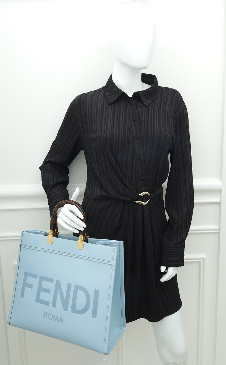 Fendi Sky Blue Sunshine “FENDI ROMA” Shopper Medium Bag