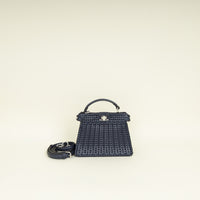 Fendi Navy Blue Peekaboo ISEEU Petite Interlaced Bag