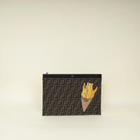 Fendi Bicolor Zucca Fendilicious Fries Large Zip Pouch