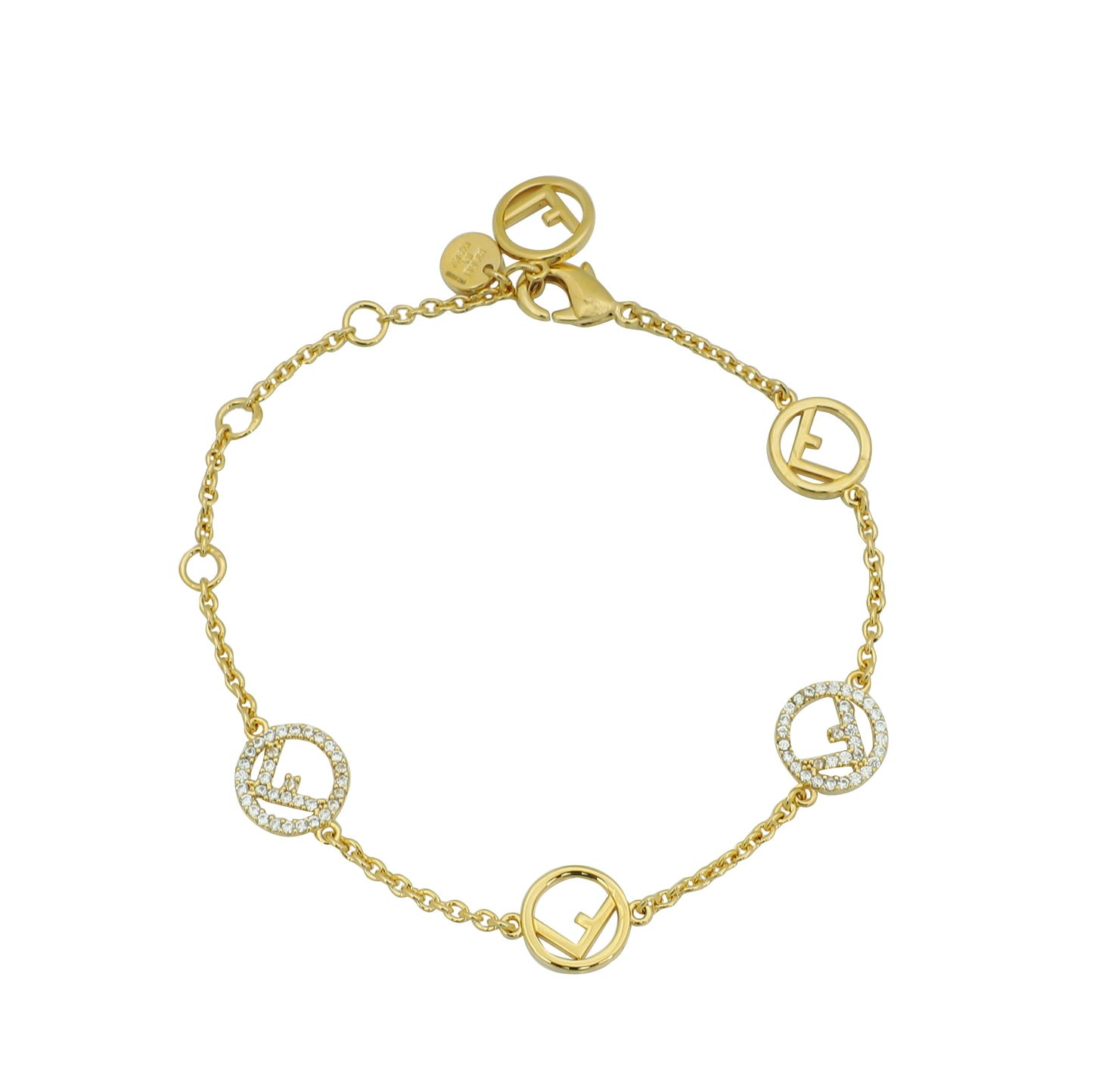 Fendi Gold F is Fendi Bracelet W/ Crystal