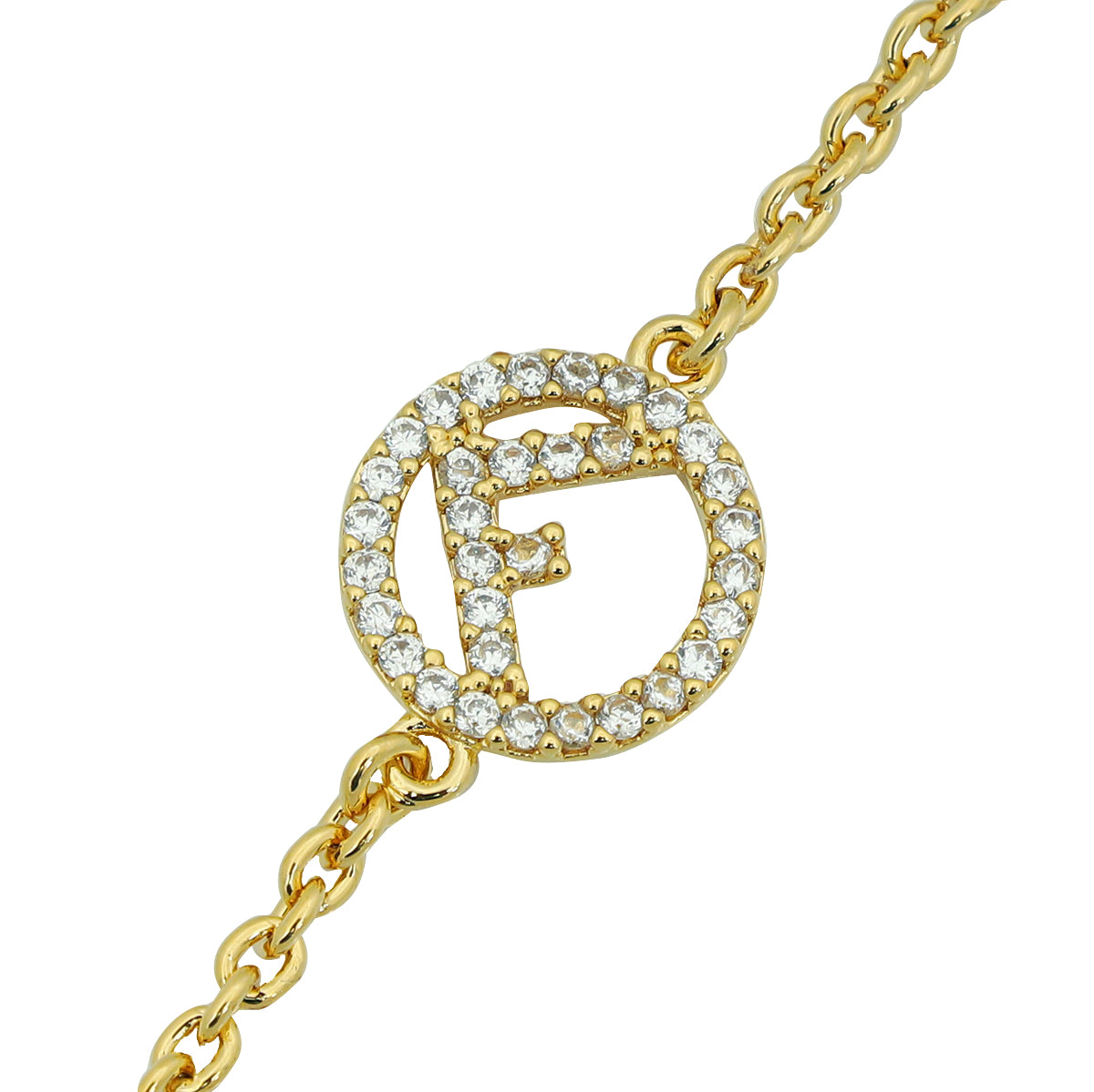 Fendi Gold F is Fendi Bracelet W/ Crystal