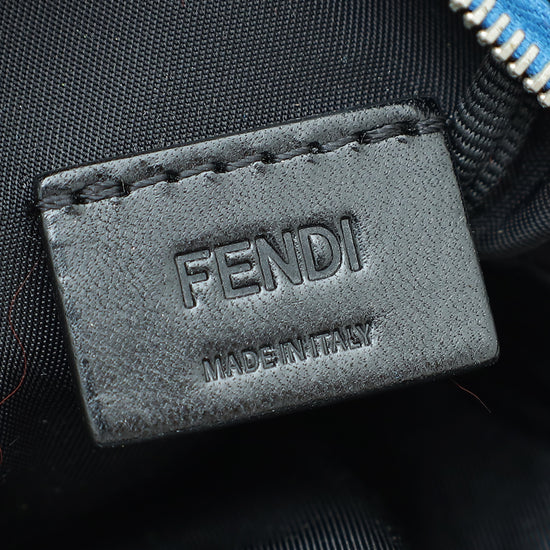 Fendi Blue Multicolor Backpack Monster Eyes Fur Key Chain and Bag Charm