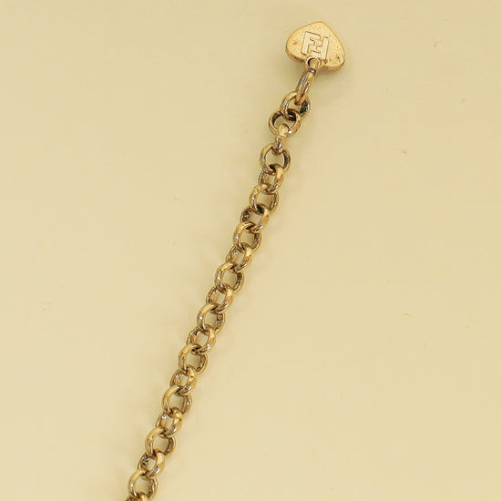 Fendi Gold FF Identification Pendent Chain Necklace