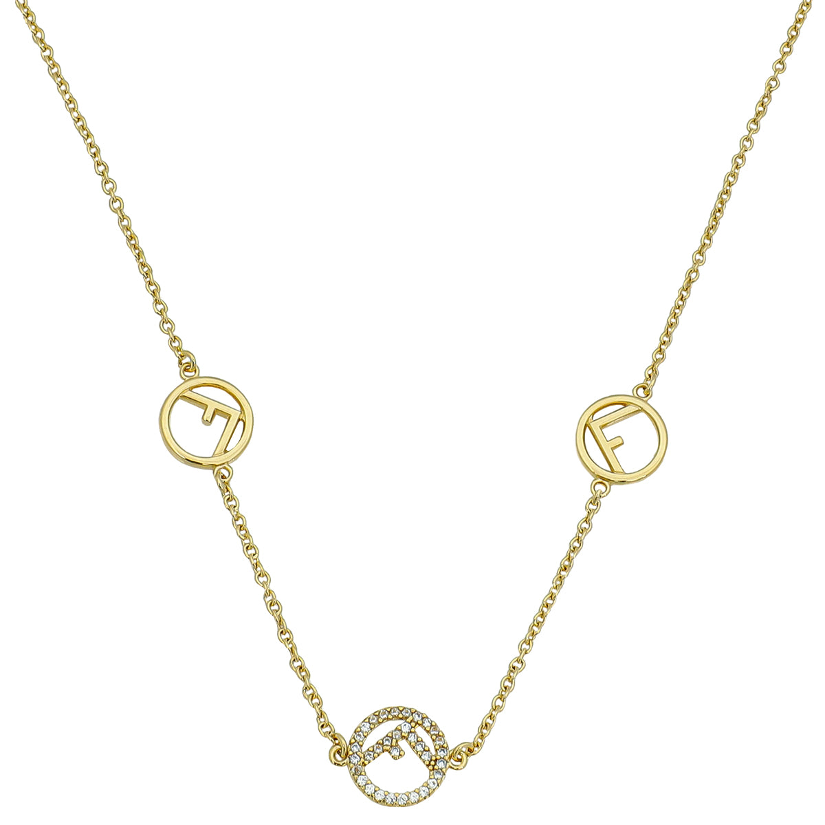 Fendi Gold F is Fendi Necklace W/ Crystal-Fendi-THE CLOSET