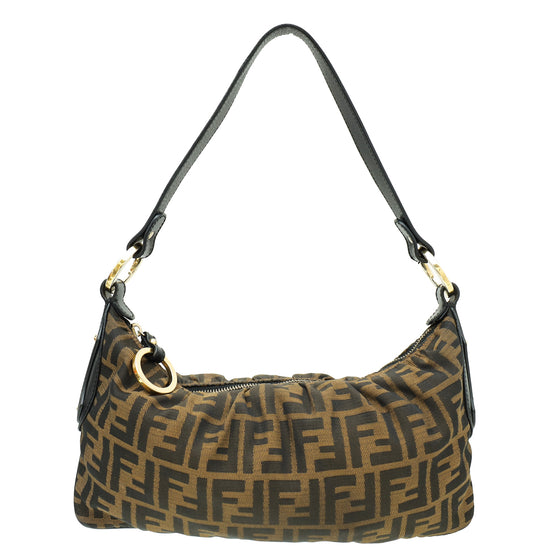 Fendi Bicolor Zucca Pleated Shoulder Bag