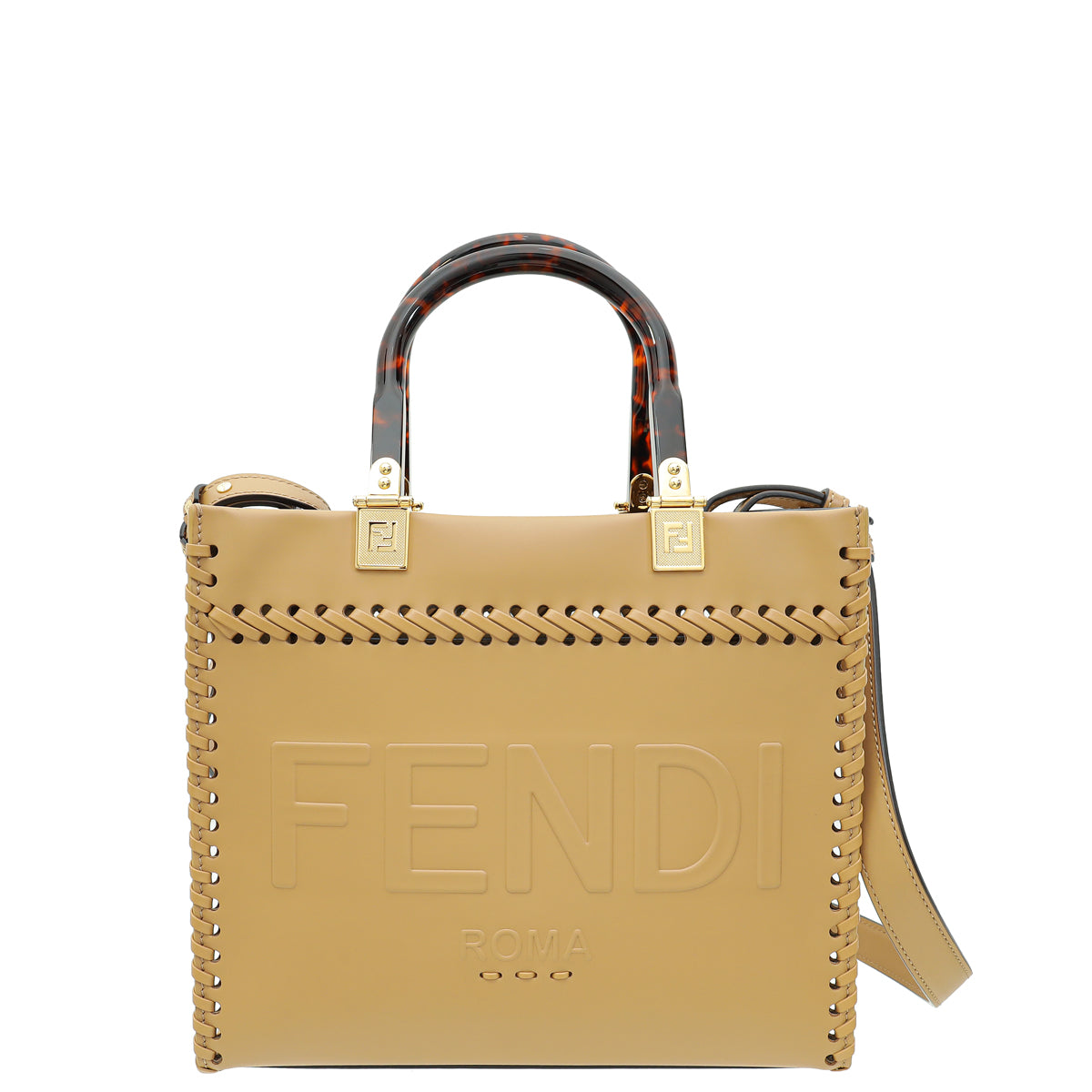 Fendi Camel Brown Sunshine “FENDI ROMA” Shopper Small Bag