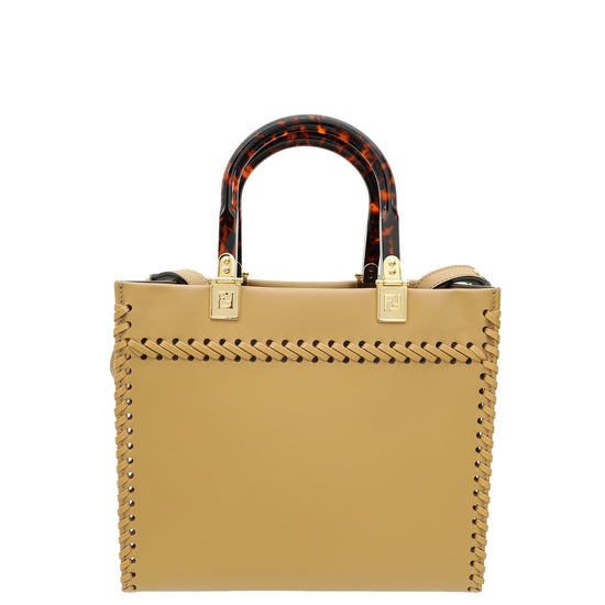 Fendi Camel Brown Sunshine “FENDI ROMA” Shopper Small Bag