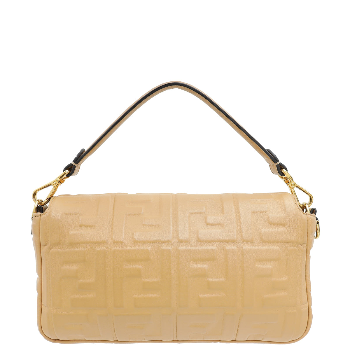Fendi Beige FF Embossed Baguette Medium Bag