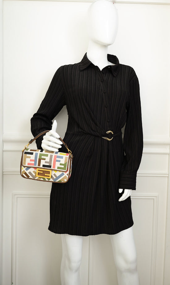 Fendi Multicolor Embroidered Mini Baguette Bag