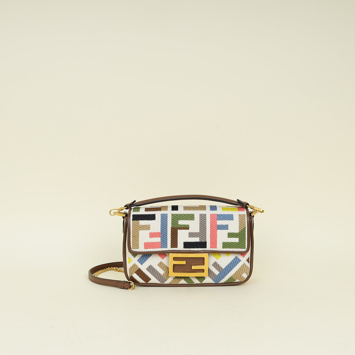Fendi Multicolor Embroidered Mini Baguette Bag